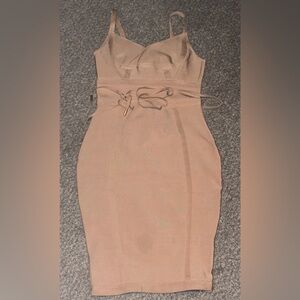 Fashion Nova Bandage Beige Dress